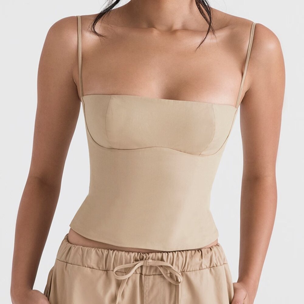 House of CB Audette Structured Corset Top | Camel